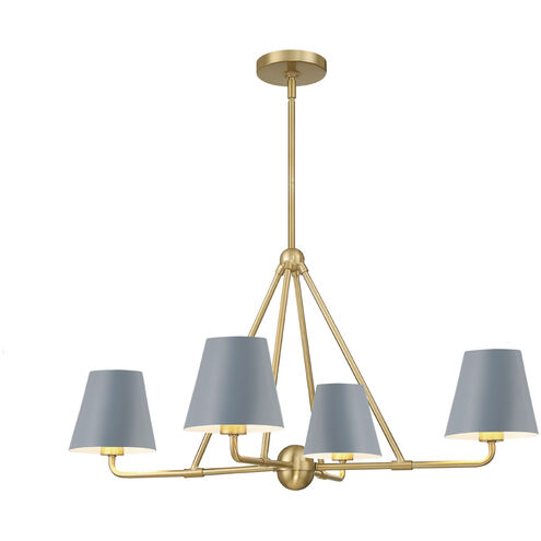 Xavier 4 Light 31.75 inch Vibrant Gold and Blue Chandelier Ceiling Light