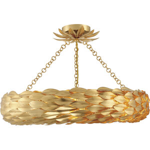 Broche 6 Light 24 inch Antique Gold Semi Flush Ceiling Light