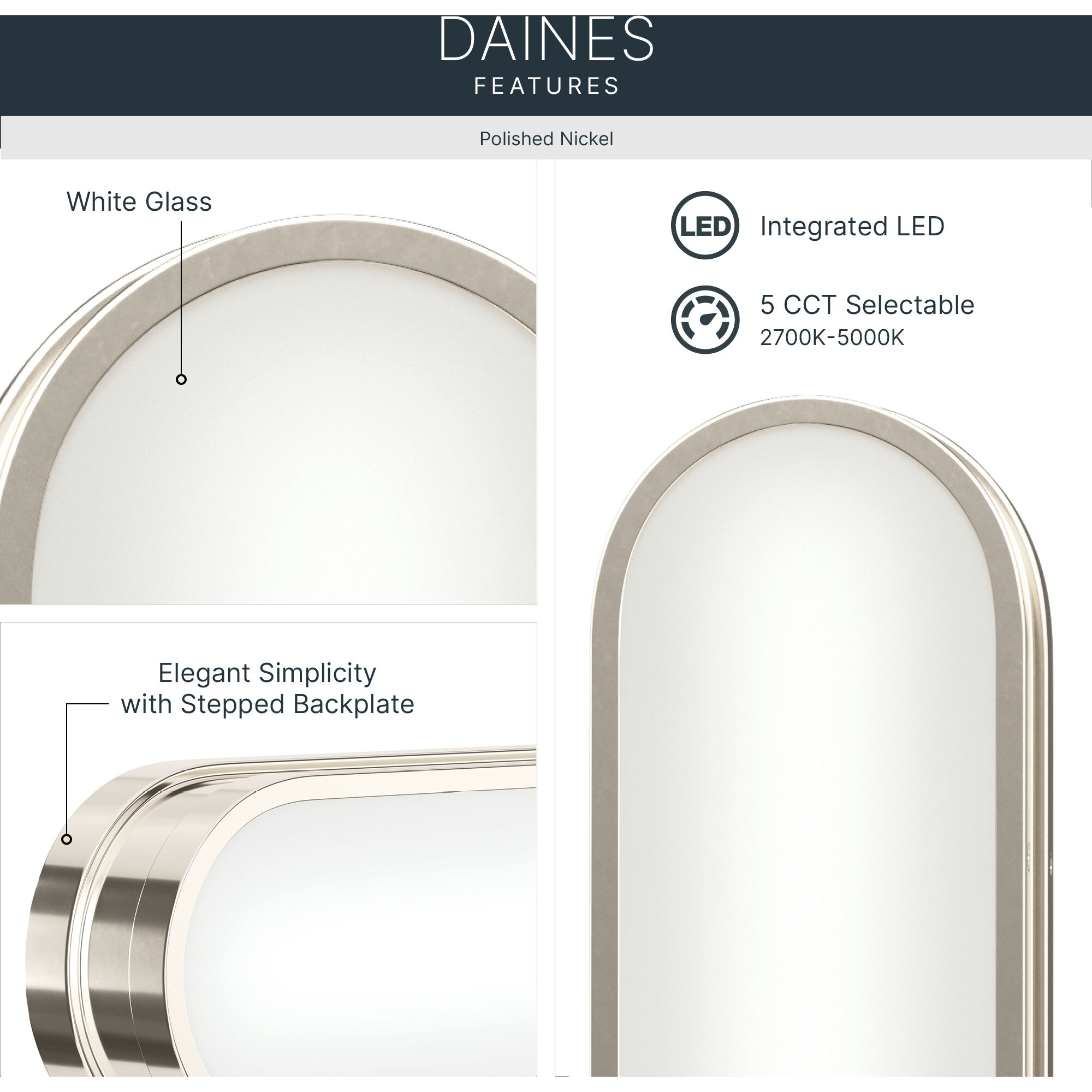 Daines LED 32.75 inch Polished Nickel Bath Bar Wall Light