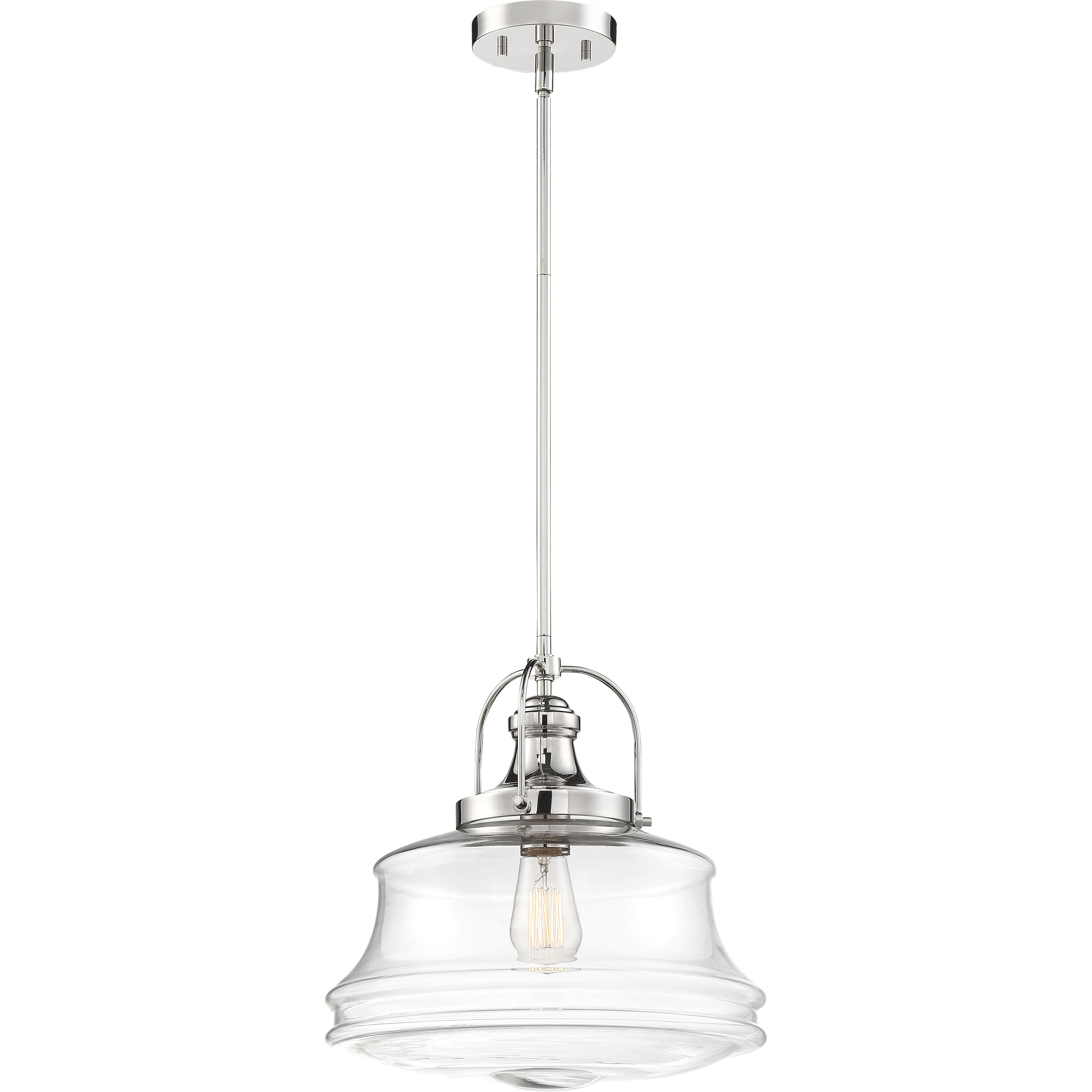 Basel 1 Light 14 inch Polished Nickel and Clear Pendant Ceiling Light