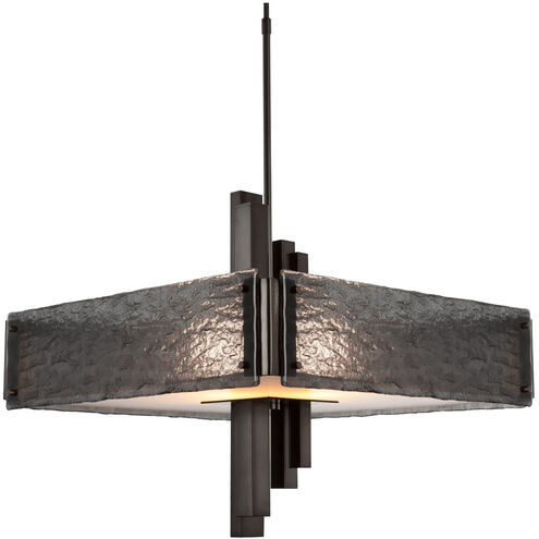 Carlyle 4 Light 24 inch Flat Bronze Chandelier Ceiling Light in Frosted Granite, Square