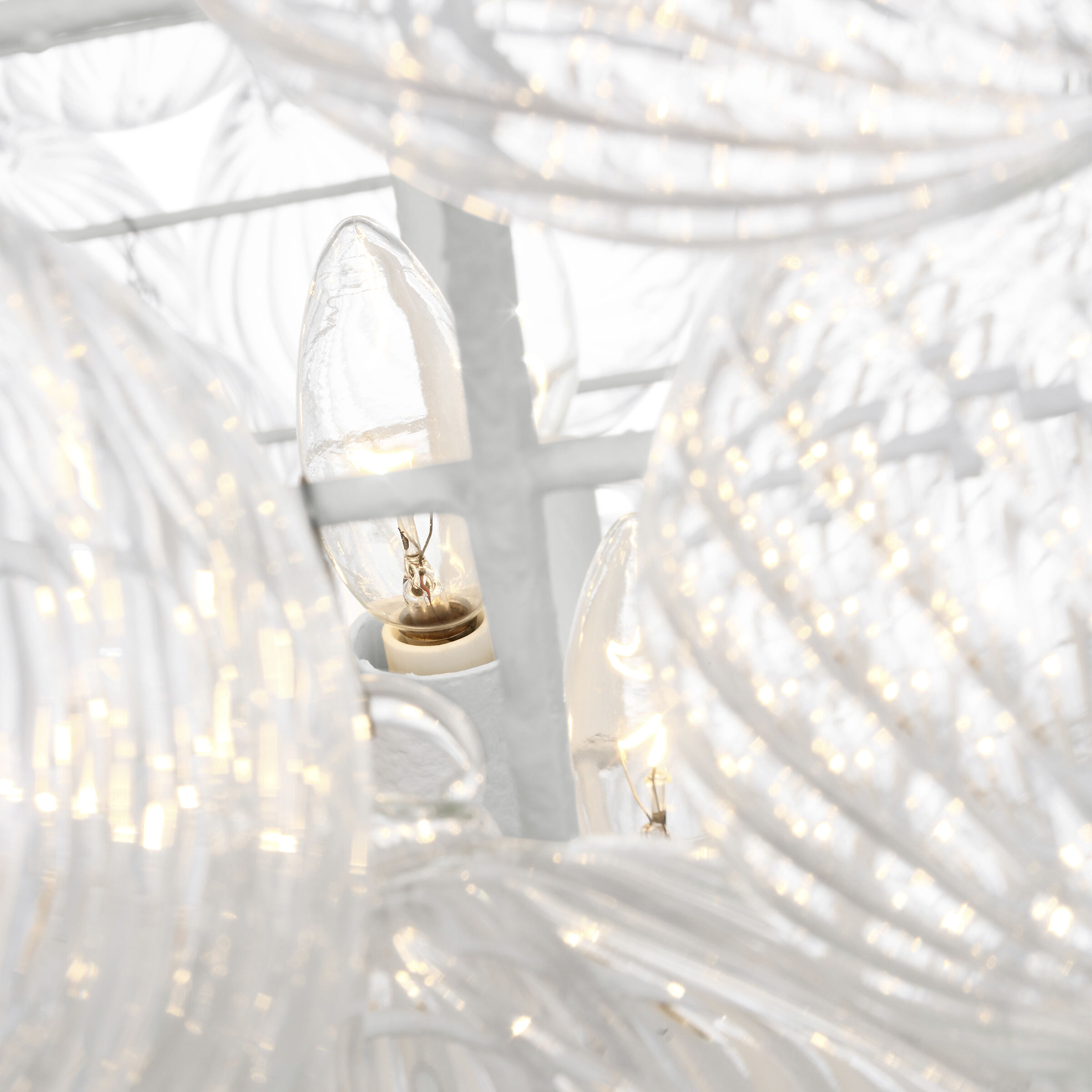 Julie Neill Talia LED 56.25 inch Plaster White and Clear Swirled Glass Chandelier Ceiling Light