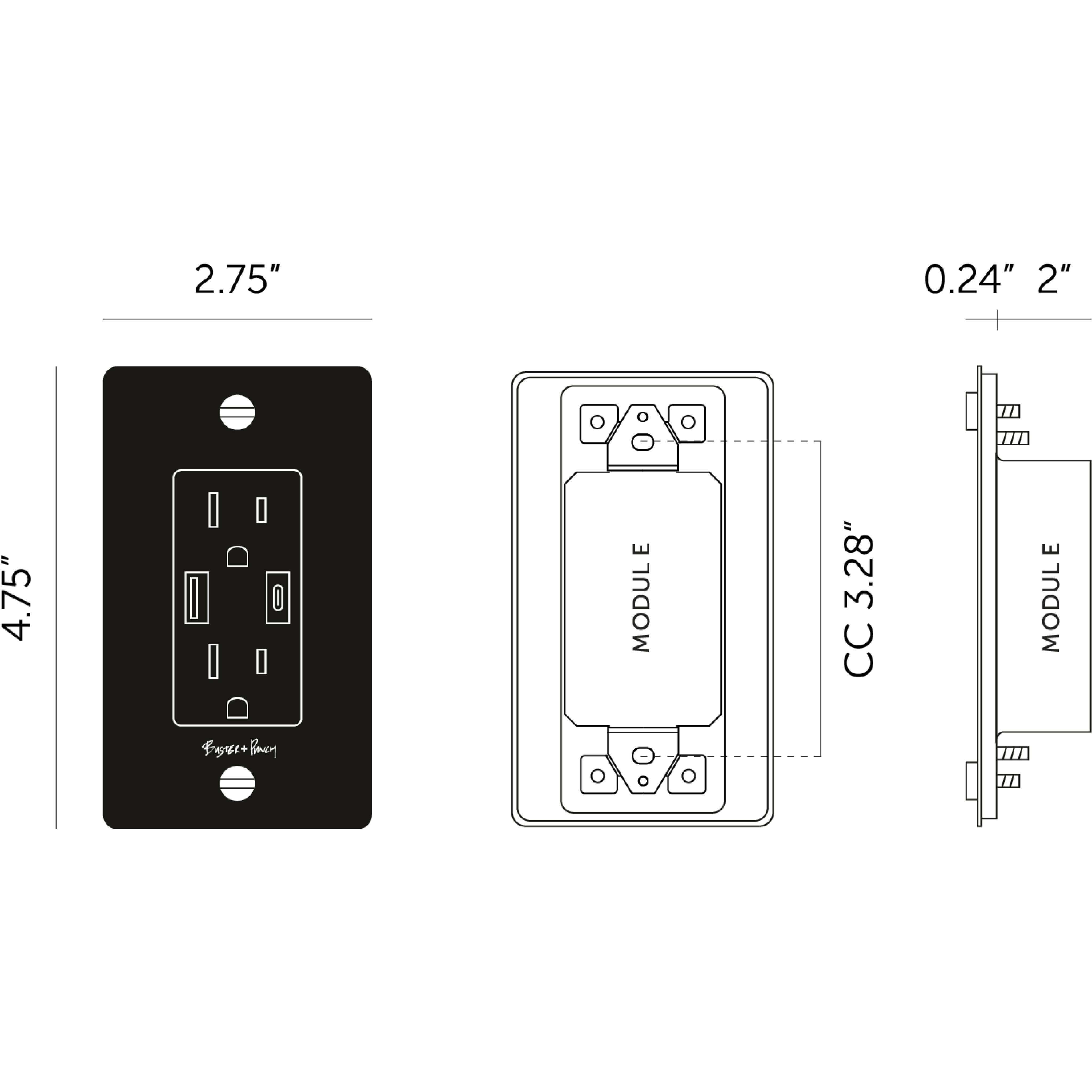 1G Duplex 125 White Outlet, USB A + C