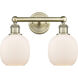 Belfast 2 Light 15 inch Antique Brass and Matte White Bath Vanity Light Wall Light