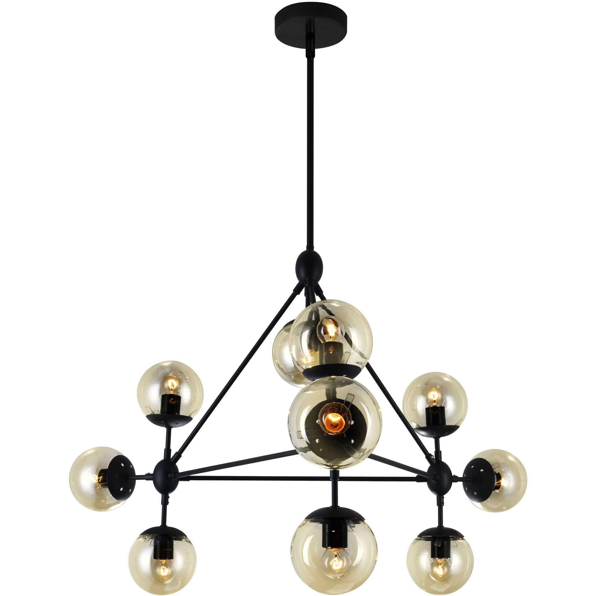 Glow 10 Light 39 inch Black Chandelier Ceiling Light