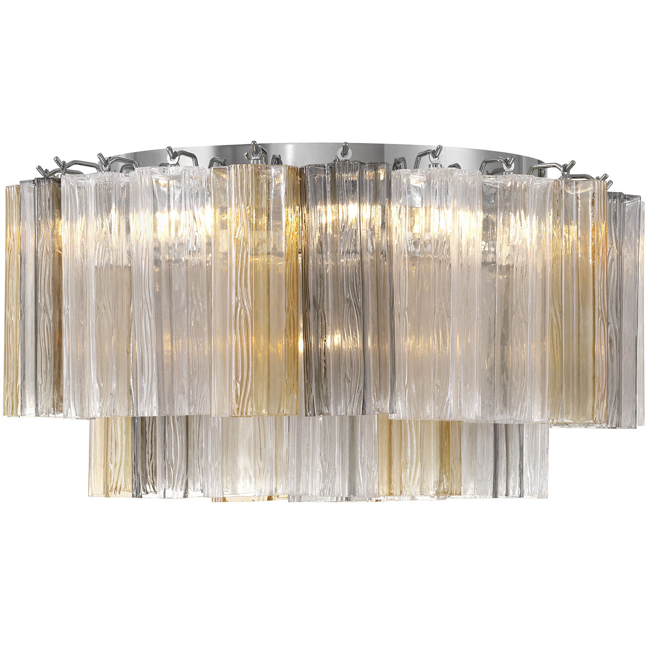 Addis 7 Light 22.25 inch Polished Chrome Flush Ceiling Light in Tronchi Glass Autumn