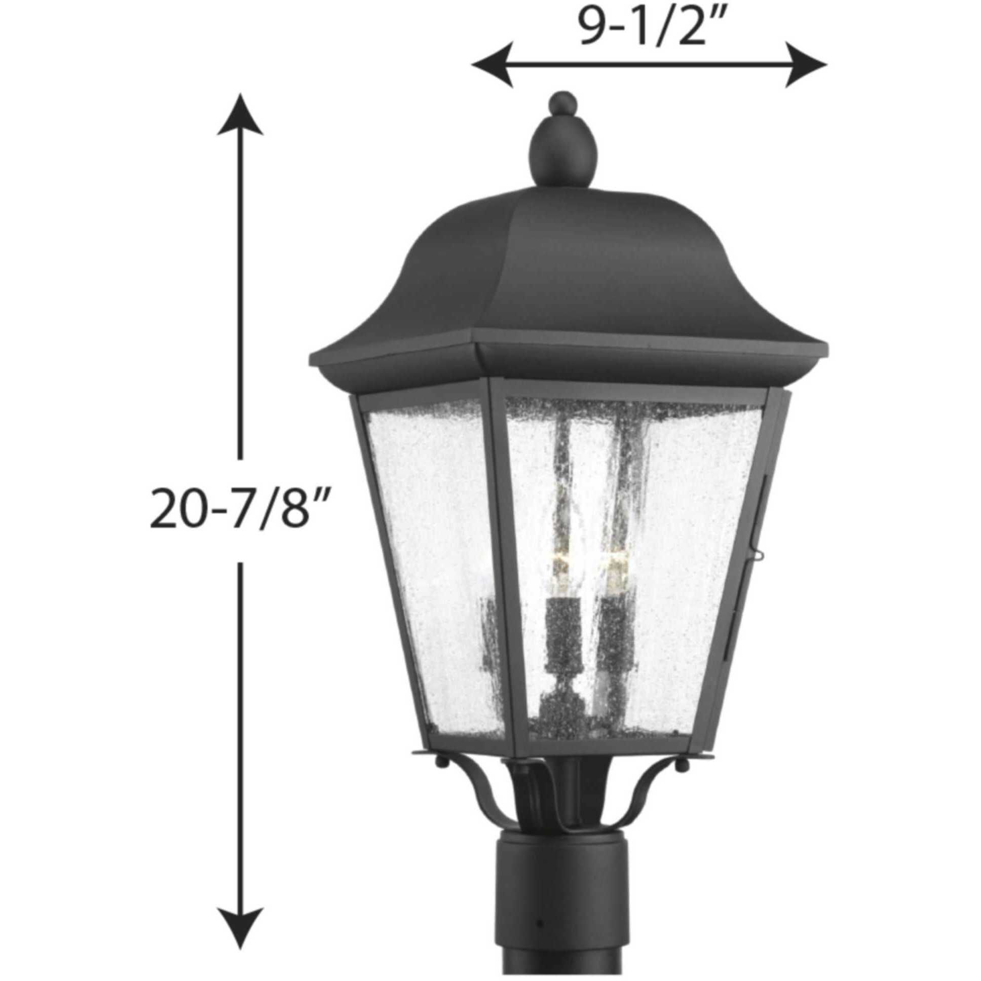 Kiawah 3 Light 21 inch Textured Black Outdoor Post Lantern, Design Series