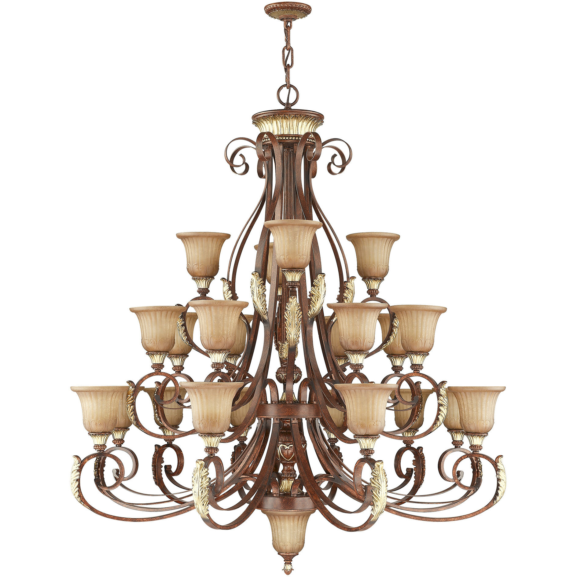 Villa Verona 23 Light 50 inch Verona Bronze with Aged Gold Leaf Accents Chandelier Ceiling Light