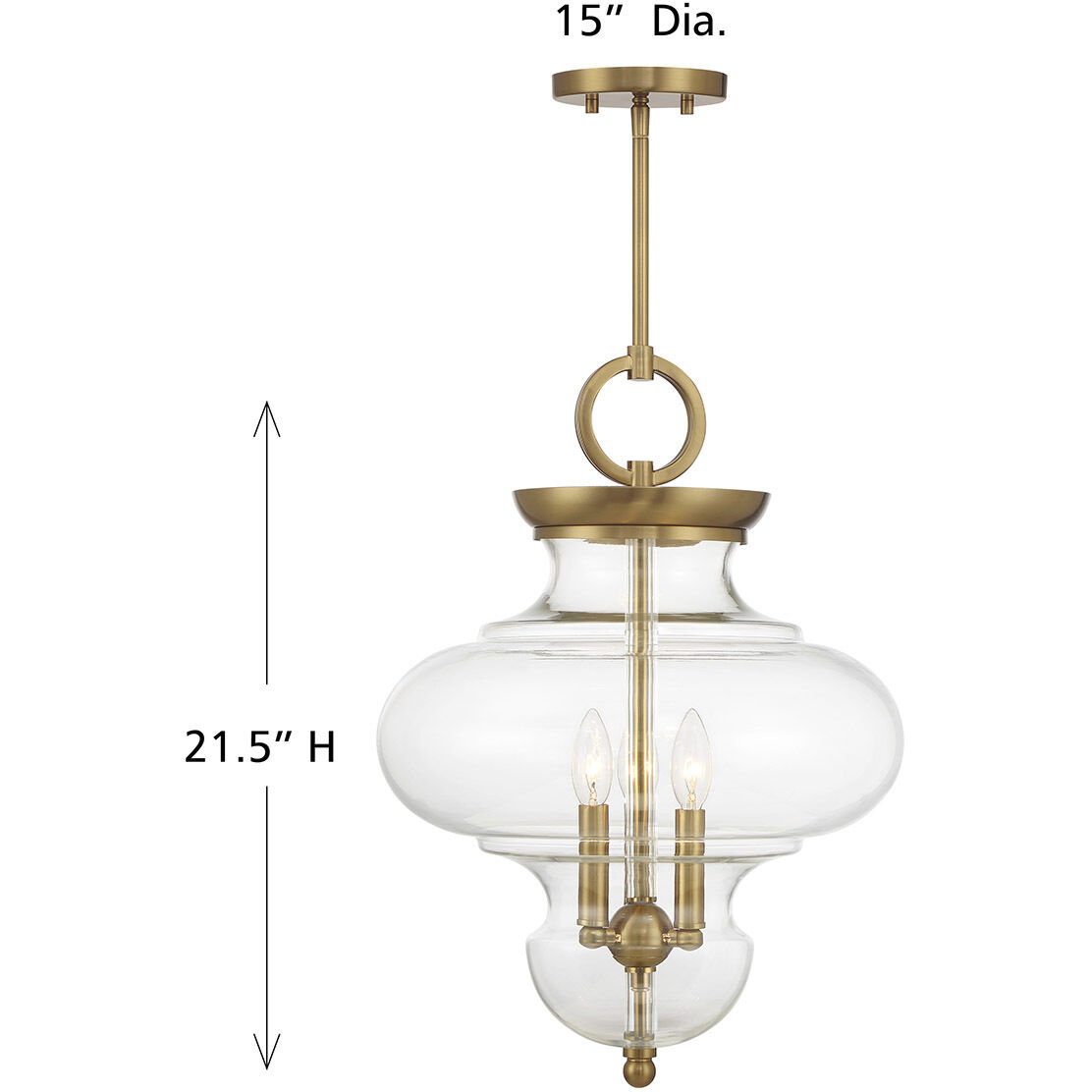 Bergdorf 3 Light 15 inch Warm Brass Pendant Ceiling Light