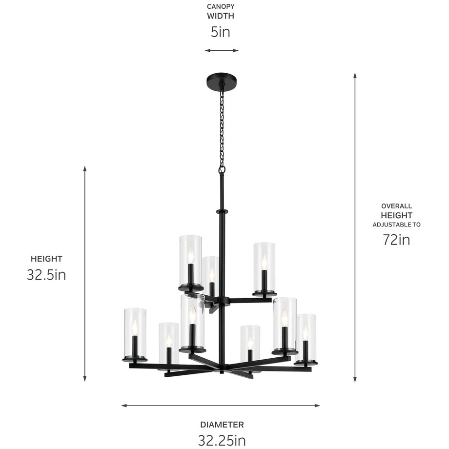 Crosby 9 Light Black Chandelier Ceiling Light