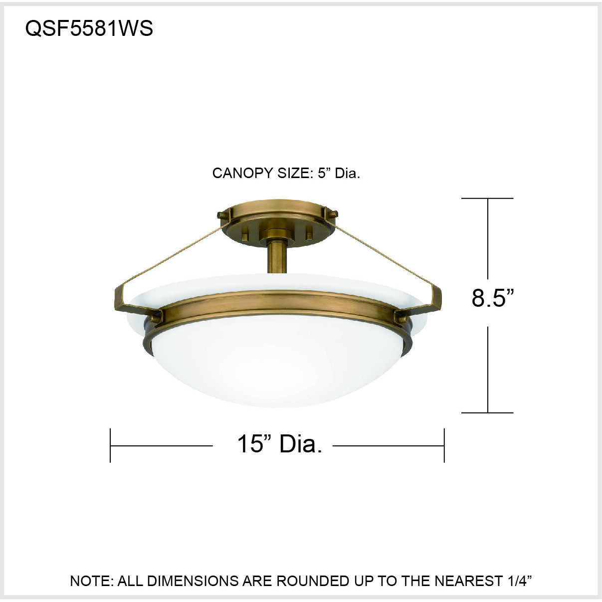 Elderwood 2 Light 15 inch Weathered Brass Semi-Flush Mount Ceiling Light