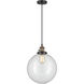 Franklin Restoration Beacon LED 12 inch Black Antique Brass Mini Pendant Ceiling Light in Clear