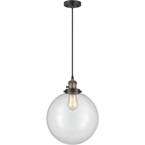 Franklin Restoration Beacon LED 12 inch Black Antique Brass Mini Pendant Ceiling Light in Clear
