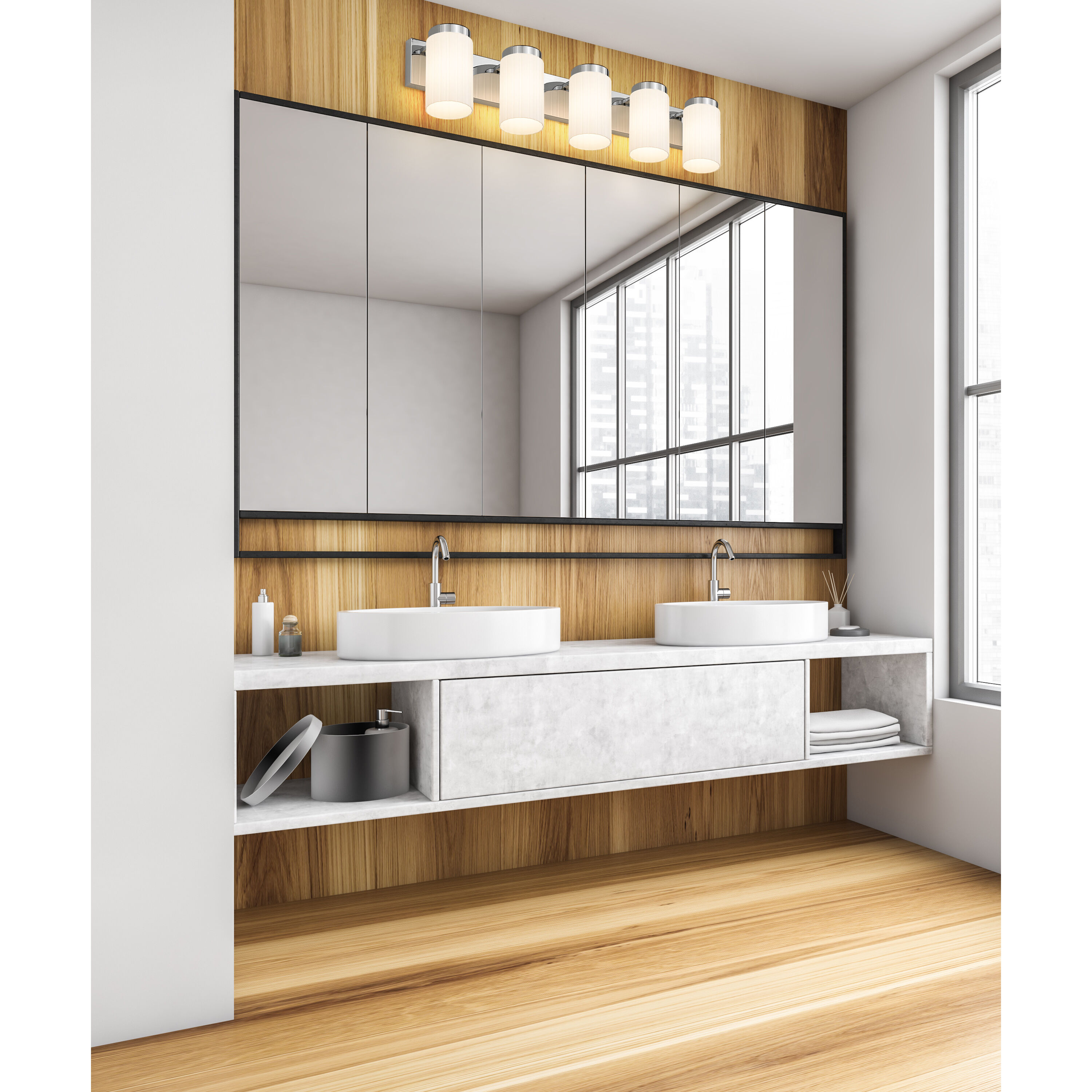 Burk 5 Light 38 inch Chrome Bath Vanity Light Wall Light