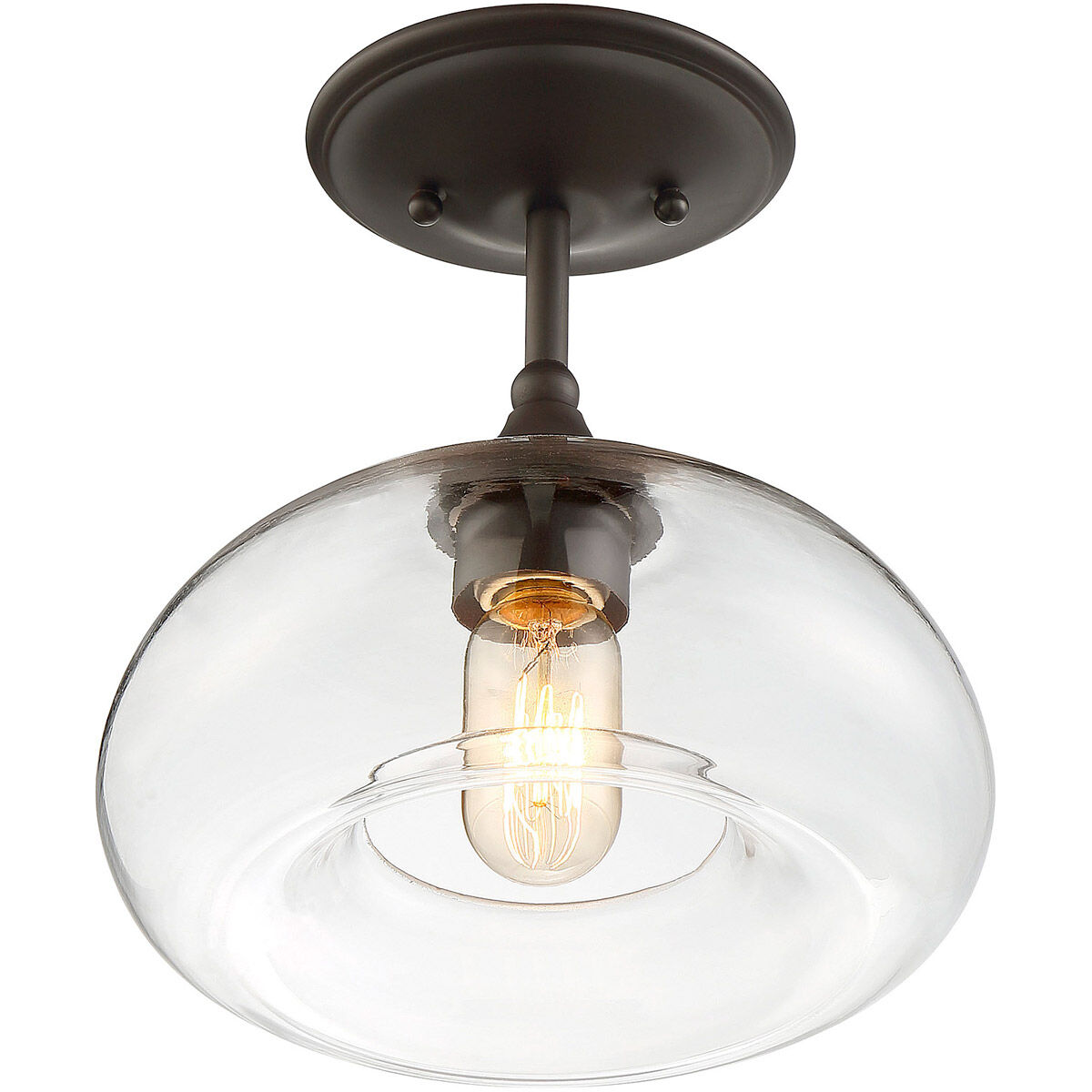 Modern 1 Light 10.75 inch Oil Rubbed Bronze Semi-Flush Ceiling Light