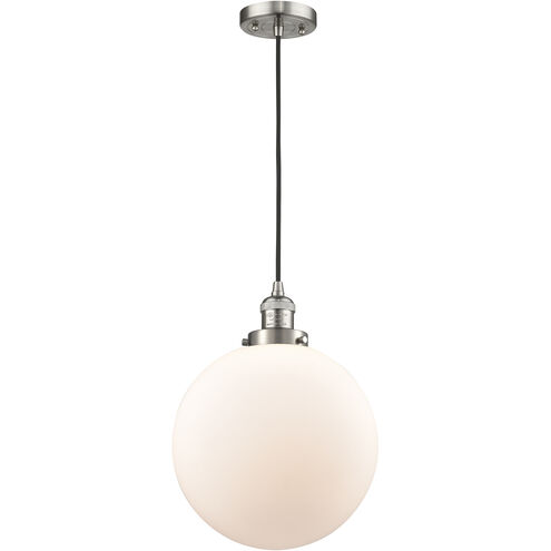 Franklin Restoration Beacon 1 Light 12 inch Brushed Satin Nickel Mini Pendant Ceiling Light in Incandescent, Matte White, Franklin Restoration