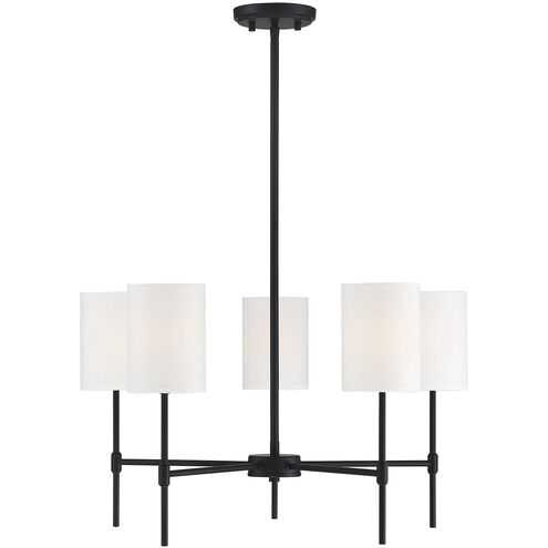 Traditional 5 Light 25 inch Matte Black Chandelier Ceiling Light