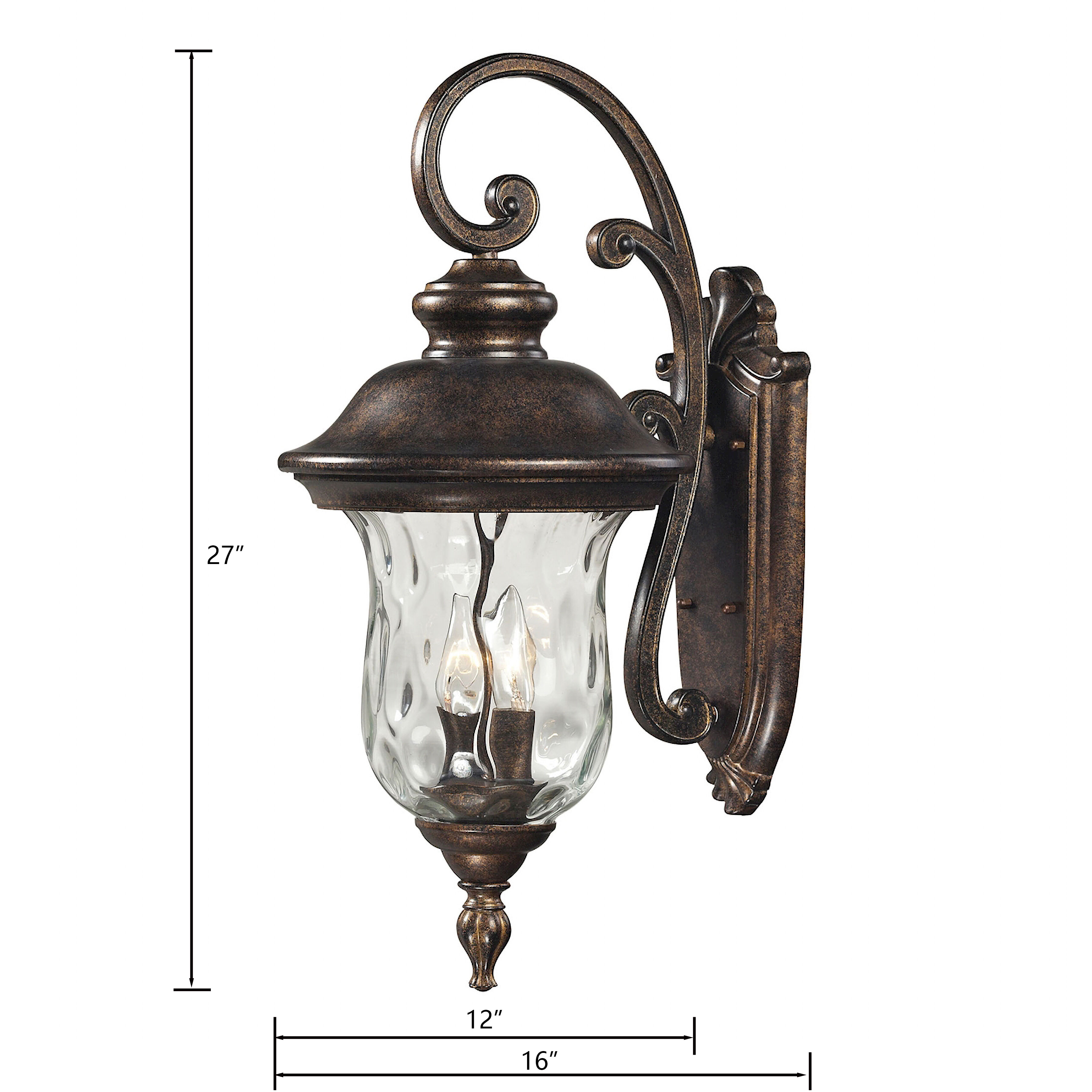 Lafayette 3 Light 27 inch Regal Bronze Outdoor Wall Sconce