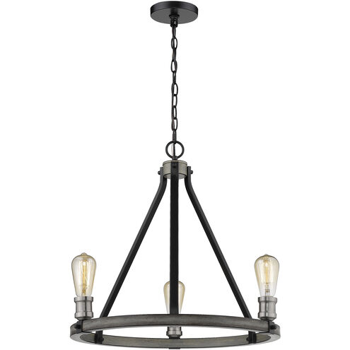 Kirkland 3 Light 20 inch Ashen Barnboard Chandelier Ceiling Light