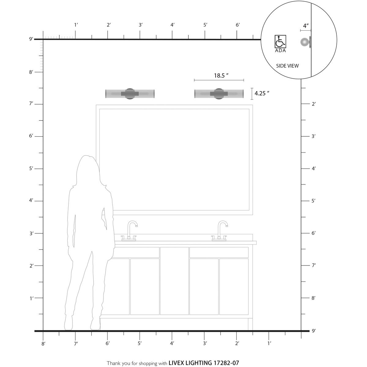 Banca 2 Light 4 inch Bronze with Antique Brass Accent ADA Vanity Sconce Wall Light