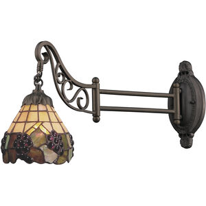 Mix-N-Match 1 Light 7 inch Tiffany Bronze Sconce Wall Light in Tiffany 07 Glass, Incandescent