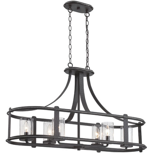 Palencia 6 Light 38 inch Artisan Pardo Wash Linear Chandelier Ceiling Light