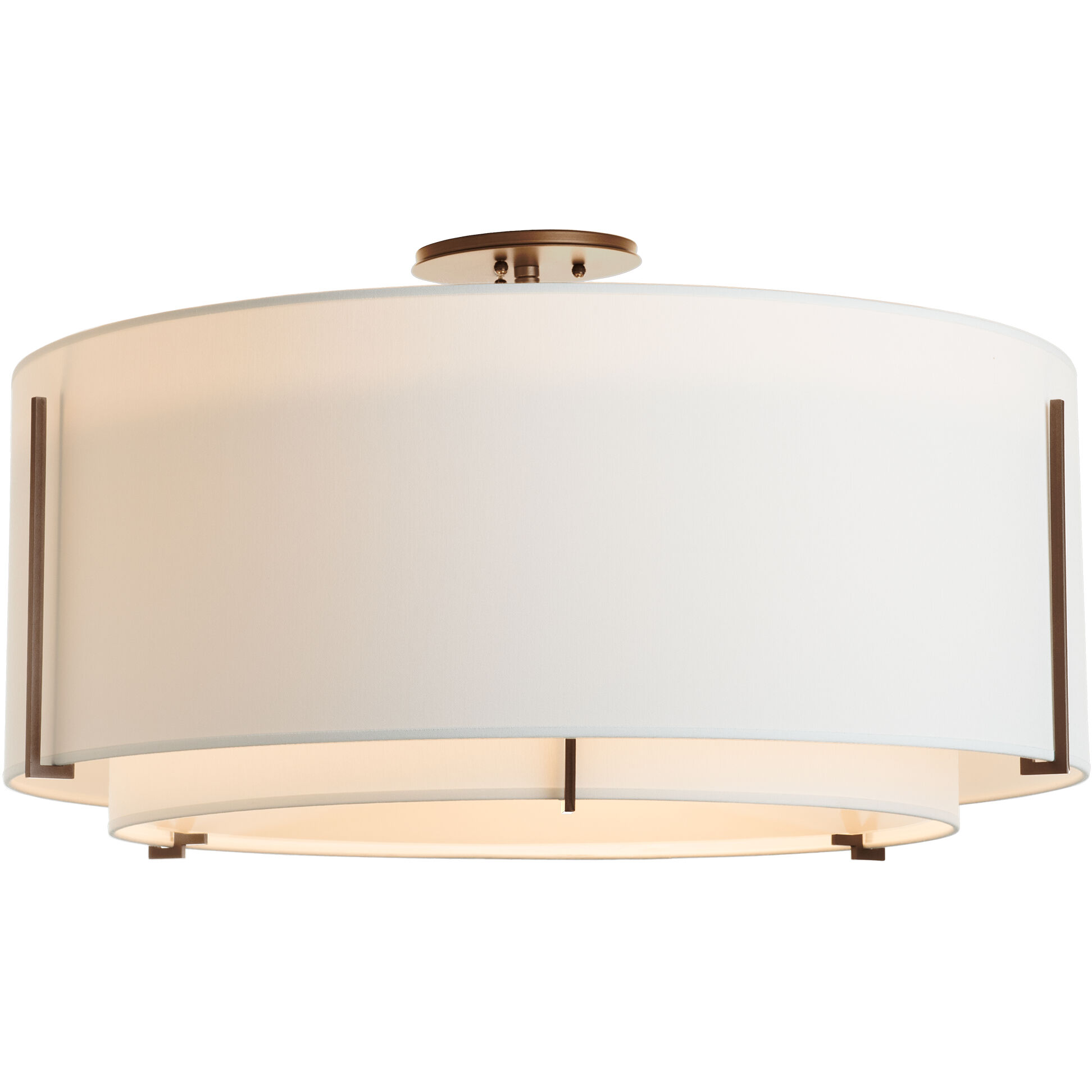Exos 3 Light 29.3 inch Bronze Semi-Flush Ceiling Light in Natural Anna, Large