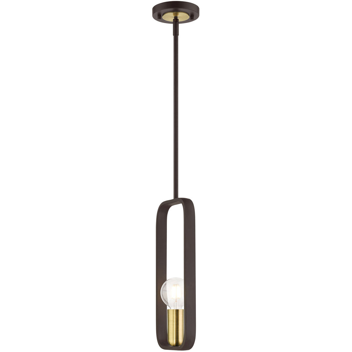 Bergamo 1 Light 5 inch Bronze with Antique Brass Accents Pendant Ceiling Light