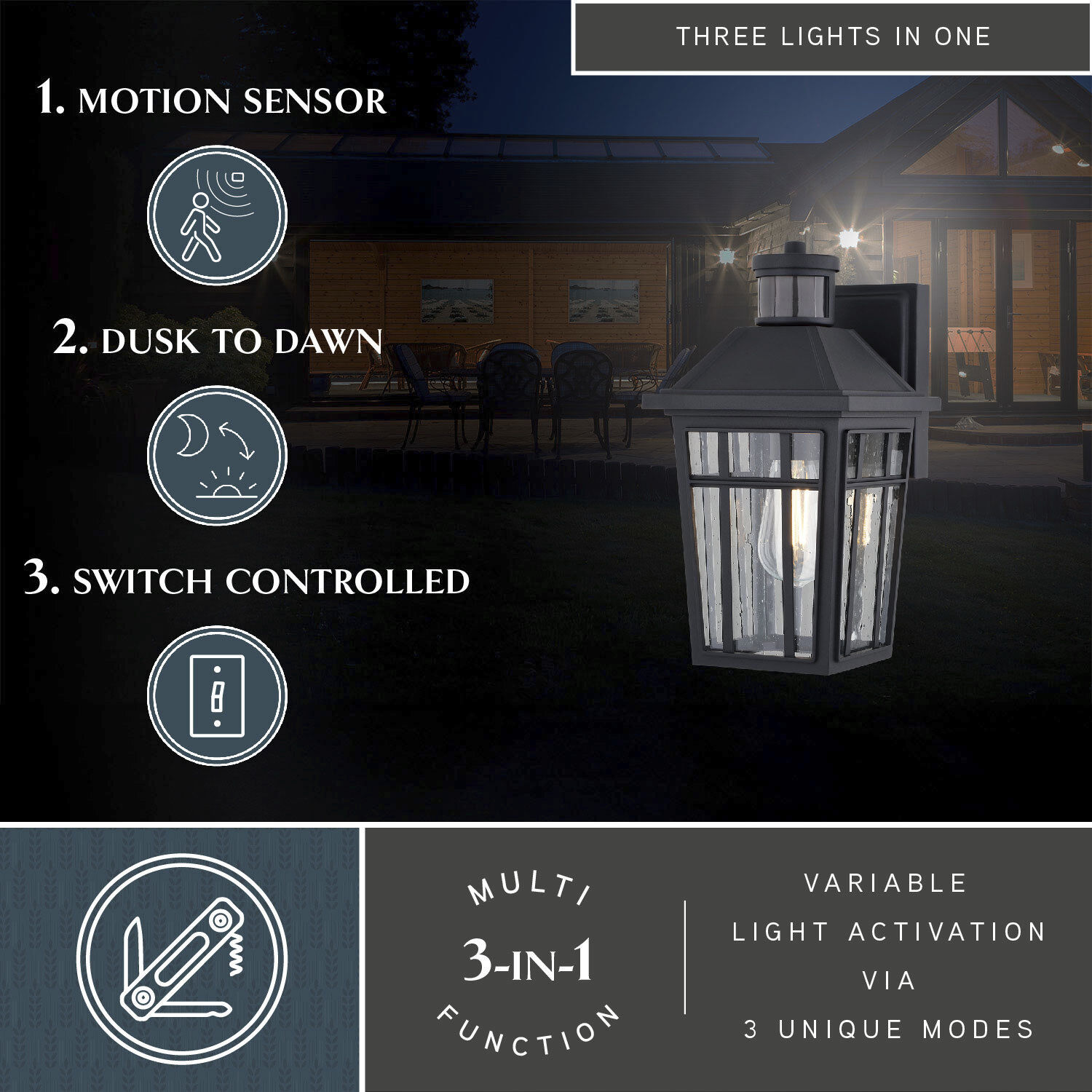 Garfield Park 1 Light 12.25 inch Textured Black Outdoor Wall Light