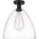 Edison Bristol Glass 1 Light 12 inch Oil Rubbed Bronze Semi-Flush Mount Ceiling Light in Clear Glass