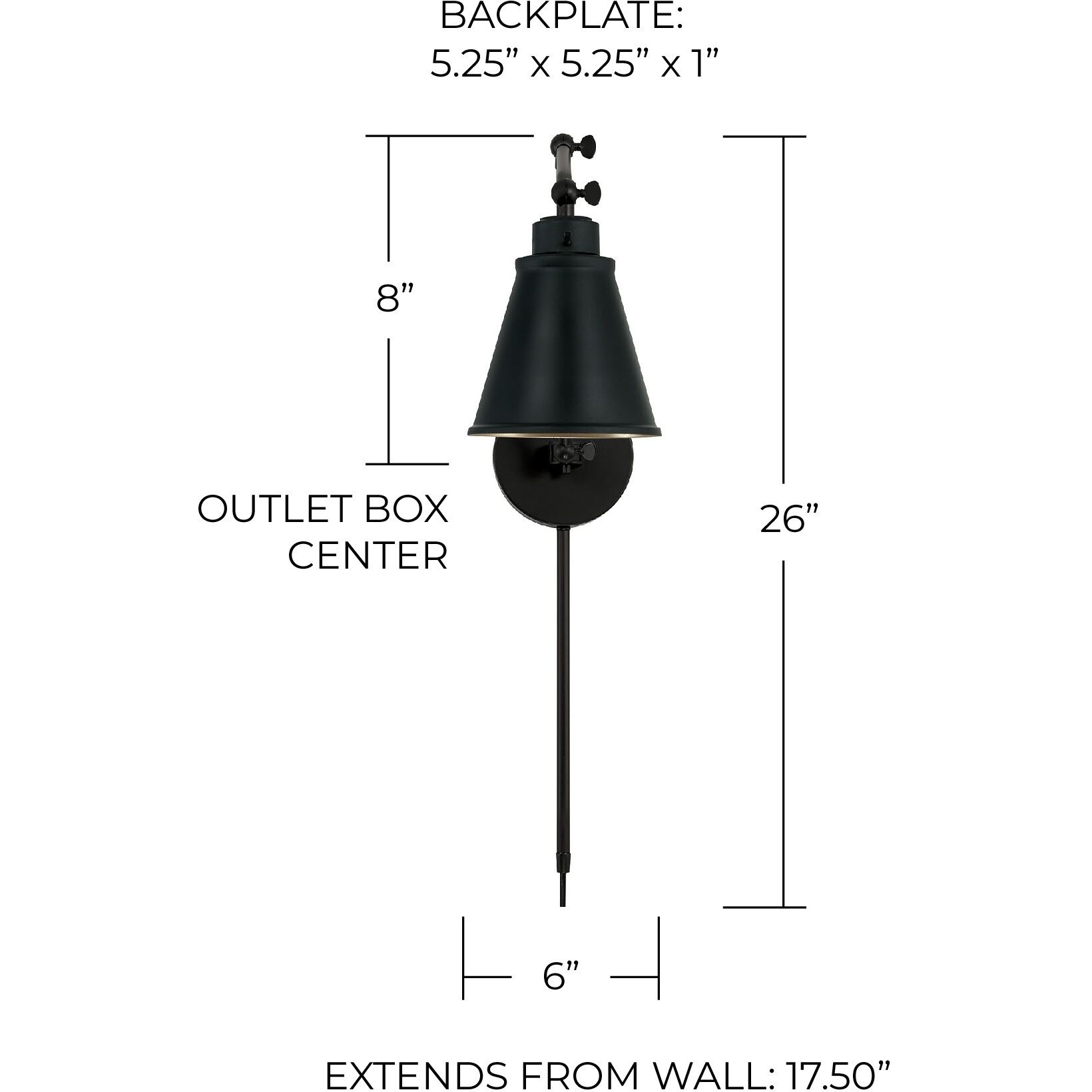 Elijah 17.5 inch 25 watt Matte Black Adjustable Swing Arm Sconce Wall Light