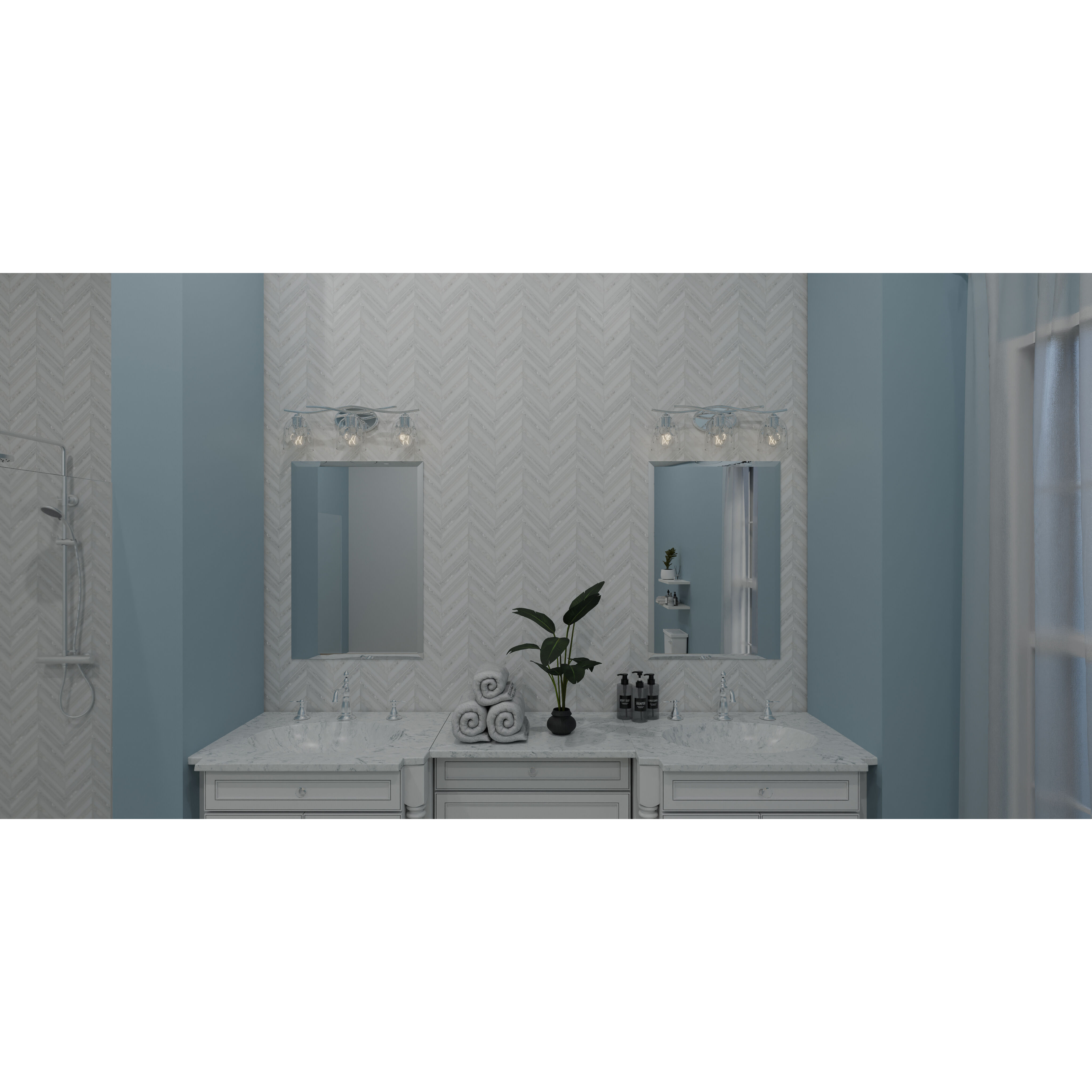 Ansley 3 Light 24 inch Polished Chrome Bath Light Wall Light, Large