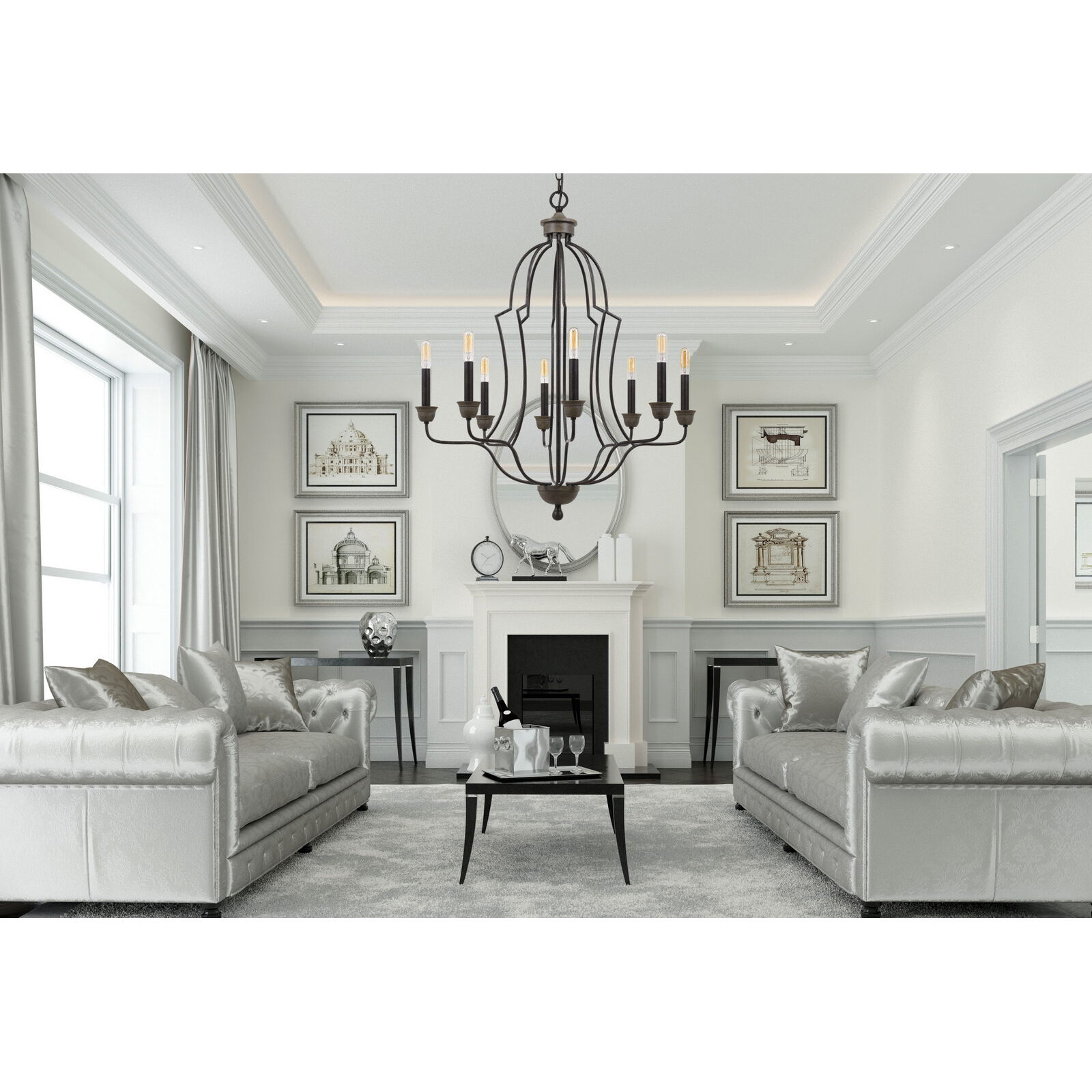 Lebrija 8 Light 29 inch Textured Bronze Chandelier Ceiling Light