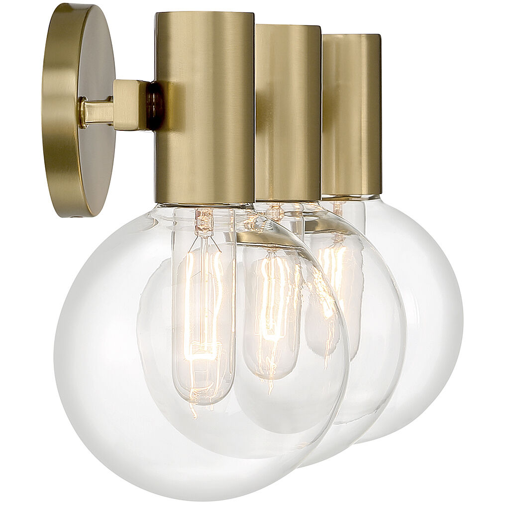 Wright 3 Light 25 inch Warm Brass Bathroom Vanity Light Wall Light