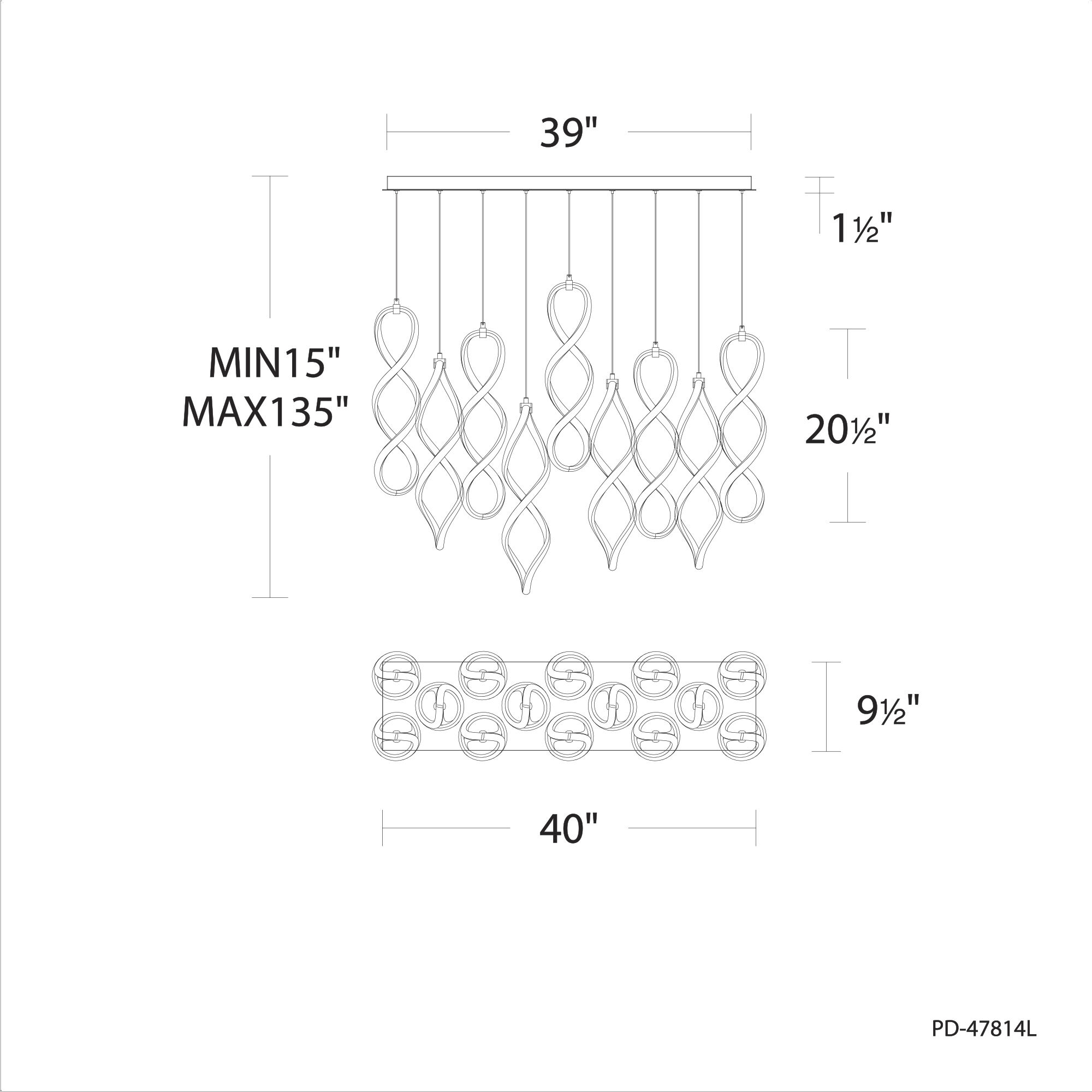 Interlace LED 11.13 inch Black Multi-Light Pendant Ceiling Light, dweLED