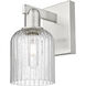 Bridal Veil Sconce Wall Light in Brushed Satin Nickel, Seedy Glass