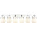 Pilaster II Sphere 6 Light 45.5 inch Polished Chrome Bath Vanity Light Wall Light in Matte White Glass