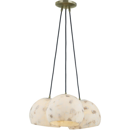 Alabaster Rocks Collection 3 Light 21.5 inch Brushed Brass Pendant Ceiling Light, Globe Family