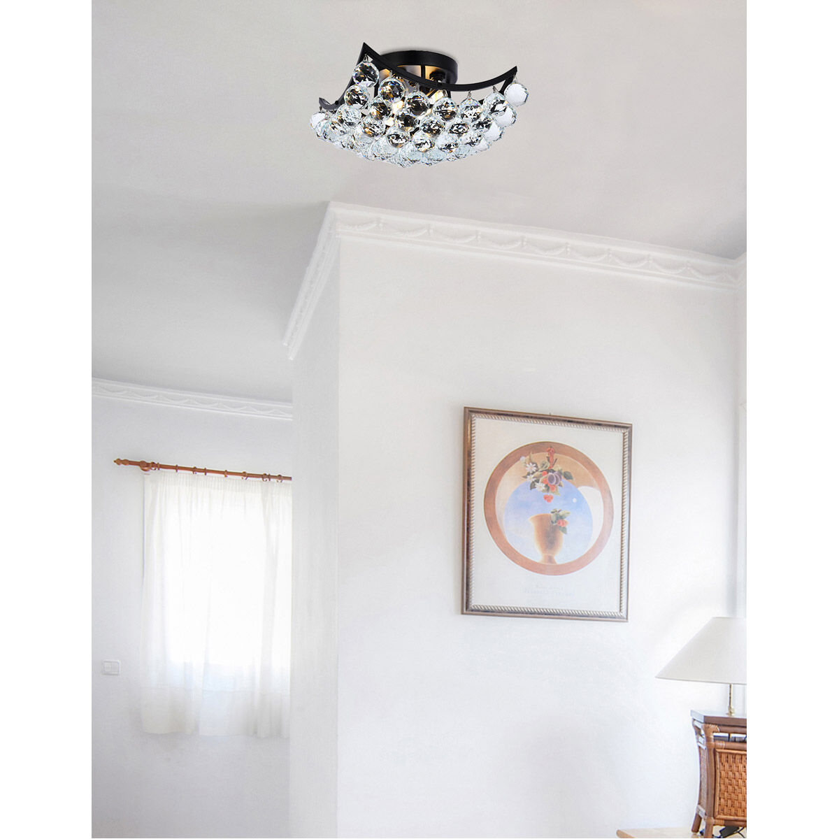 Corona 4 Light 12 inch Black Flush Mount Ceiling Light in Royal Cut 