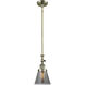 Franklin Restoration Cone 1 Light 6 inch Antique Brass Mini Pendant Ceiling Light in Incandescent, Plated Smoke, Franklin Restoration