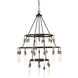 Campbell 35 Light 42.38 inch Vintage Black with Warm Brass Chandelier Ceiling Light