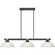 Bronte 3 Light 52.25 inch Matte Black and Rubbed Brass Billiard Light Ceiling Light in White Linen Glass