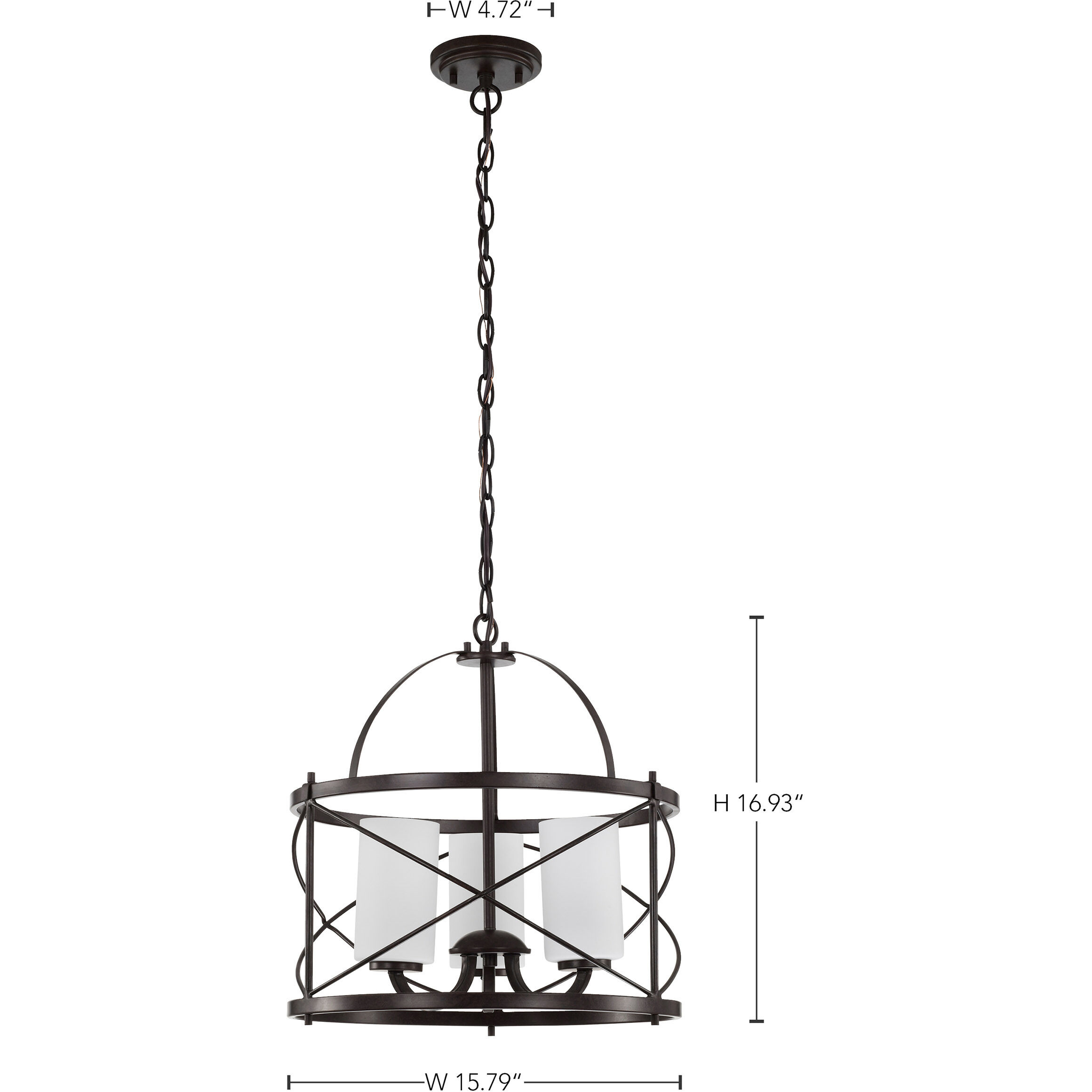 Ginger 3 Light 16 inch Old Bronze Pendant Ceiling Light