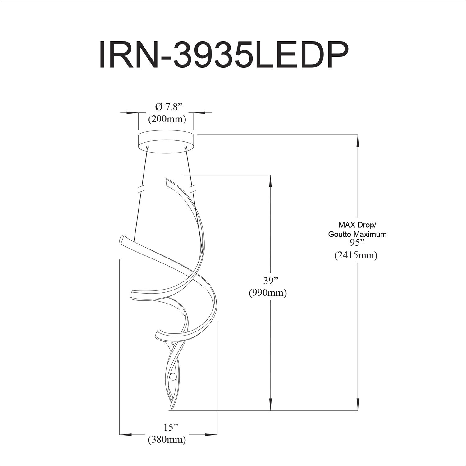 Irene LED 15 inch Matte Black Pendant Ceiling Light