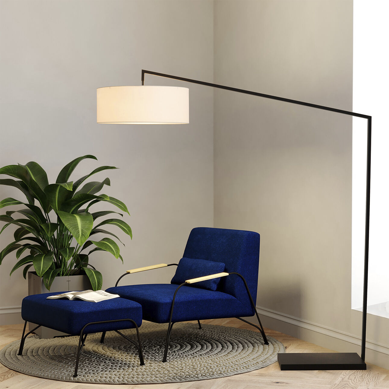 Stretch 87 inch 150.00 watt Matte Black Arc Floor Lamp Portable Light
