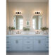 Fusion Collection - Cellini Family 32 inch Matte Black and Ribbed Opal Bath Bar Wall Light in 4, EVOLV