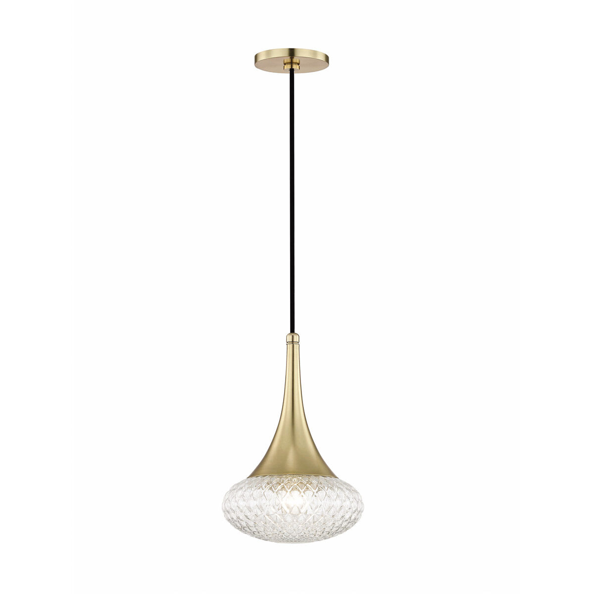 Bella 1 Light 8.5 inch Aged Brass Pendant Ceiling Light