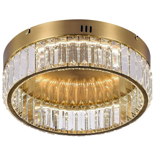 Stella LED 13.75 inch Brushed Brass Flush Mount Ceiling Light in Black and Brass