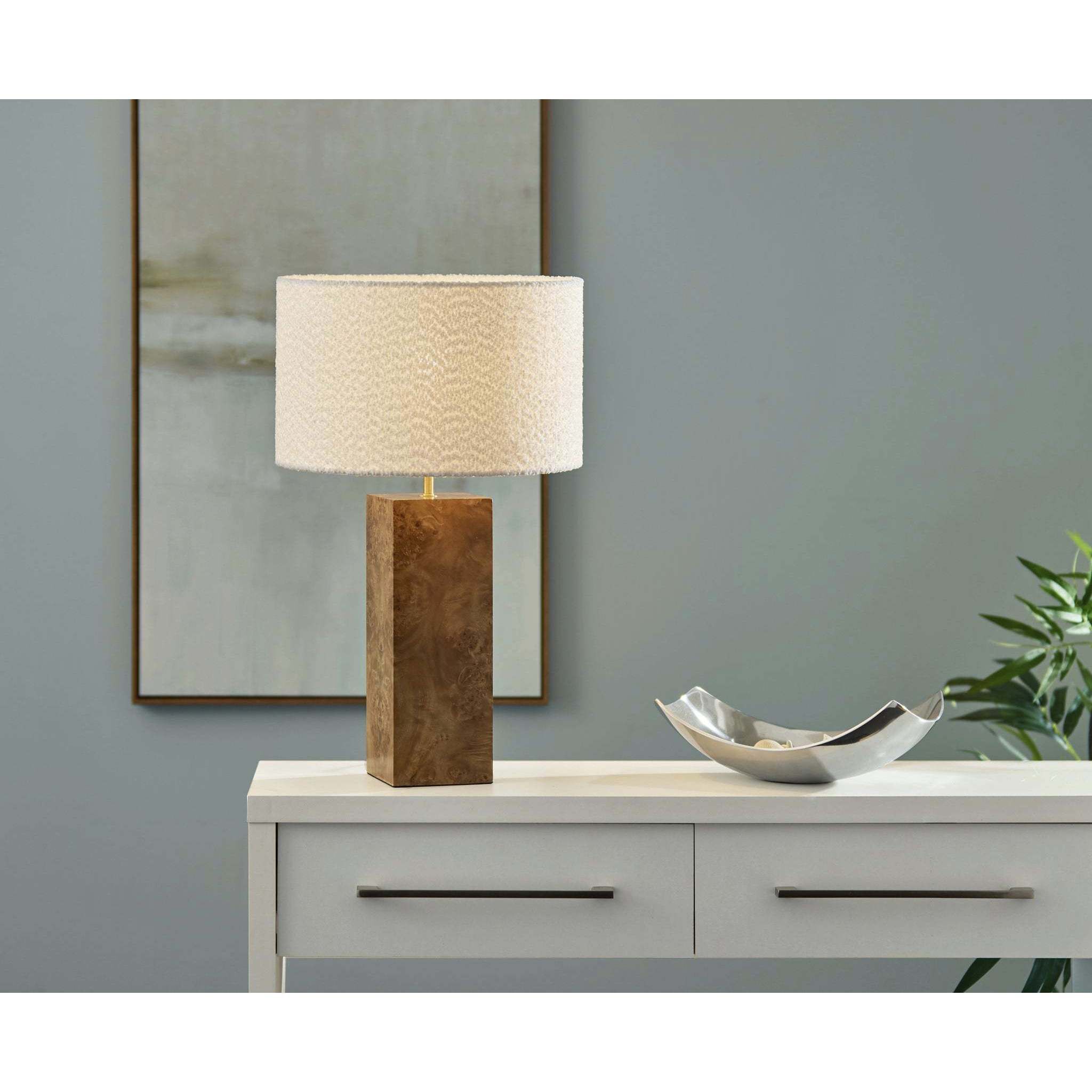 Frederick 23.25 inch 40.00 watt Burled Wood with Antique Brass Accent Table Lamp Portable Light