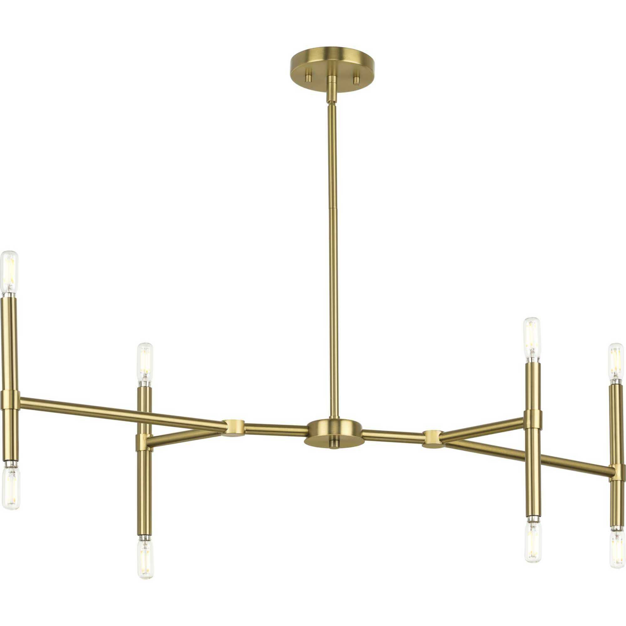 Arya 8 Light 40 inch Brushed Gold Linear Chandelier Ceiling Light, Design Series